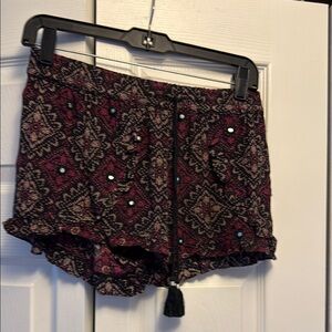 Mudd Black and Lavender High Waist, elastic Shorts with Playful Ruffle flowy.